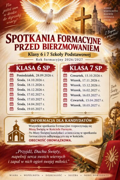 Spotkania formacyjne i wymagania: 6 i 7 SP